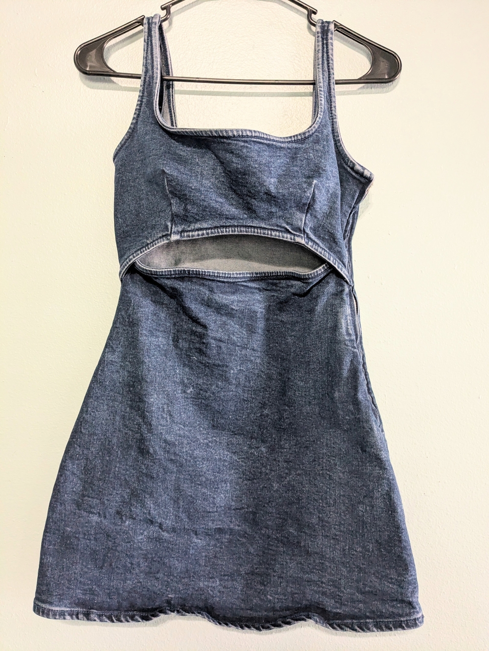 Zara Denim Cutout Mini Dress in Washed Blue